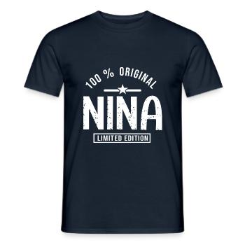 Nina shirt personnalisé prénom nina - T-shirt homme - marine - Devant - AI Model Male 178 light (178cm)