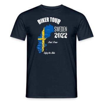 Biker Tour 2022 Schweden Motorrad Reise Urlaub - Männer T-Shirt - Navy - Vorne - AI Model Male 178 light (178cm)