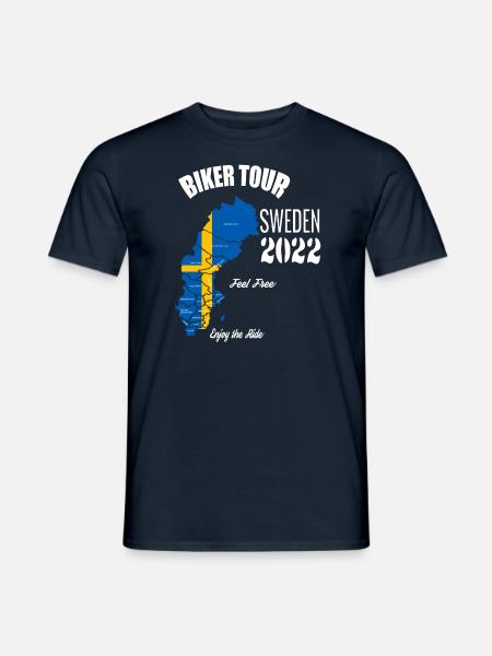 Biker Tour 2022 Sweden Motorcycle Tour Holiday - T-shirt herr - marinblå