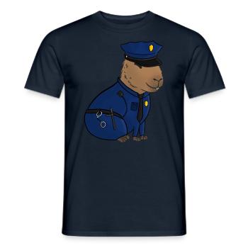 Policeman Capybara - Men's T-Shirt - navy - Front - AI Model Male 178 light (178cm)