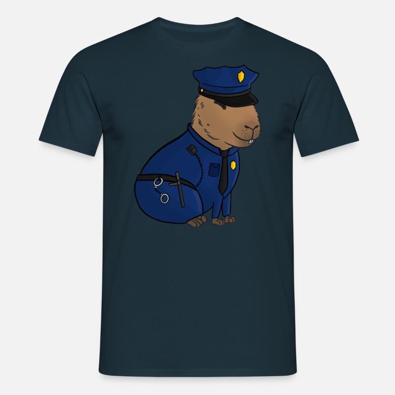 Policeman Capybara - Men's T-Shirt - navy