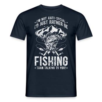 M NOT ANTI SOCIAL I D RATHER BE FISHINg - Männer T-Shirt - Navy - Vorne - AI Model Male 178 light (178cm)