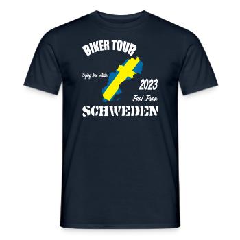 Biker Tour 2023 Schweden Motorrad Reise Urlaub - Männer T-Shirt - Navy - Vorne - AI Model Male 178 light (178cm)