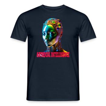 Artificial Intelligence AI,Art Cyborg Robot - Men's T-Shirt - navy - Front - AI Model Male 178 light (178cm)