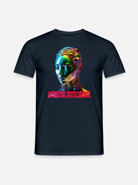 Künstliche Intelligenz AI ,Kunst Cyborg Robot - Männer T-Shirt - Navy