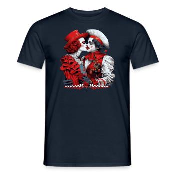 Une femme embrasse un clown, Bützche aime au carnaval de Cologne - T-shirt homme - marine - Devant - AI Model Male 178 light (178cm)