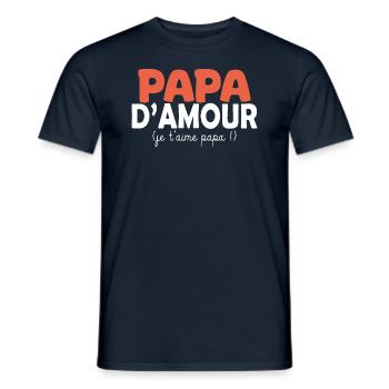 papa d amour je t aime papa - T-shirt homme - marine - Devant - AI Model Male 178 light (178cm)