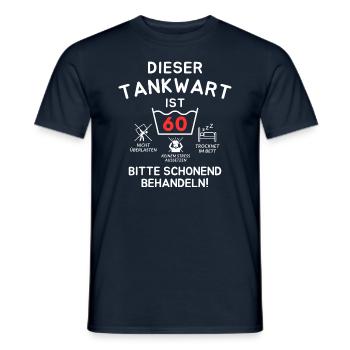 This gas station attendant is 60. - Men's T-Shirt - navy - Front - AI Model Male 178 light (178cm)