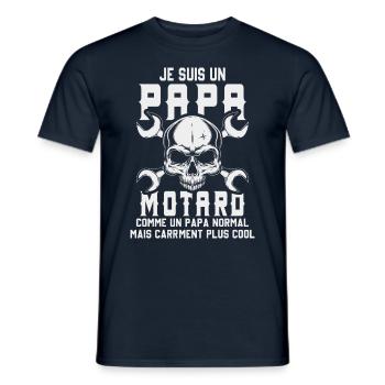 Papa motard - Cadeau papa Motard - T-shirt homme - marine - Devant - AI Model Male 178 light (178cm)