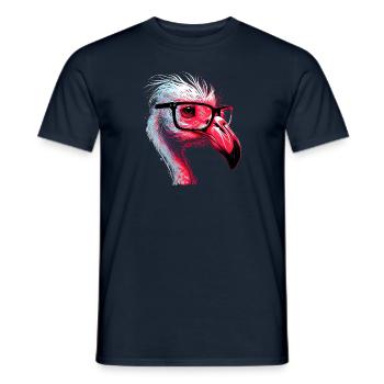 Cooler haariger nerdiger Flamingo Kopf mit Brille - Männer T-Shirt - Navy - Vorne - AI Model Male 178 light (178cm)