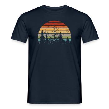 Retrocolor - Natur - Bäume - Wald - Vintage Logo - Men's T-Shirt - navy - Front - AI Model Male 178 light (178cm)