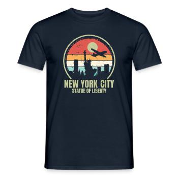 Retro Vintage New York City Statue of Liberty - Men's T-Shirt - navy - Front - AI Model Male 178 light (178cm)