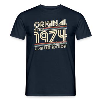 Original depuis 1974 Vintage cadeau d’anniversaire - T-shirt homme - marine - Devant - AI Model Male 178 light (178cm)