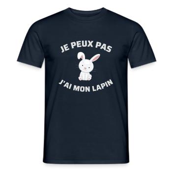 t shirt je peux pas j ai mon lapin humour lapins - T-shirt homme - marine - Devant - AI Model Male 178 light (178cm)
