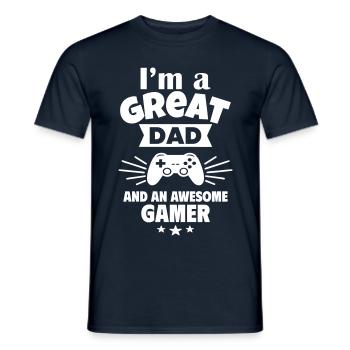 I’m a great dad and an awesome gamer - Men's T-Shirt - navy - Front - AI Model Male 178 light (178cm)