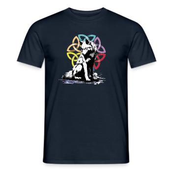 Loup Mandala celtique - T-shirt homme - marine - Devant - AI Model Male 178 light (178cm)