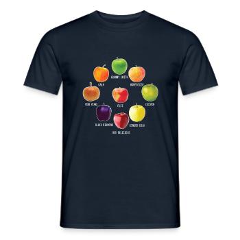 Variétés de pommes Différentes pommes Pomme réaliste - T-shirt homme - marine - Devant - AI Model Male 178 light (178cm)