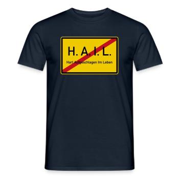 HAIL verlassen - Männer T-Shirt - Navy - Vorne - AI Model Male 178 light (178cm)