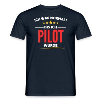 Ich war normal bis ich Pilot wurde - Männer T-Shirt - Navy - Vorne - AI Model Male 178 light (178cm)