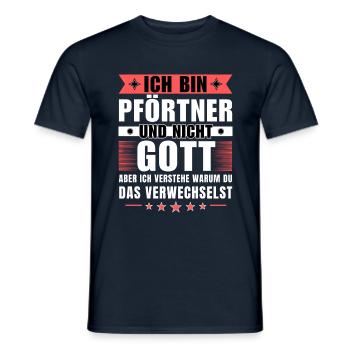 Ich bin Pförtner und nicht Gott - Männer T-Shirt - Navy - Vorne - AI Model Male 178 light (178cm)
