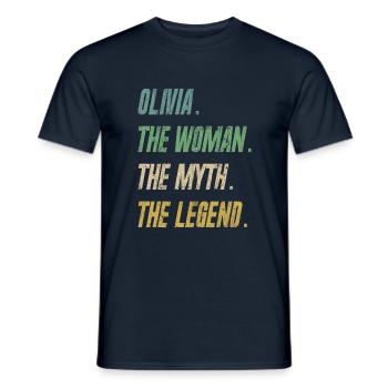 Olivia The Woman The Myth The Legend - Männer T-Shirt - Navy - Vorne - AI Model Male 178 light (178cm)