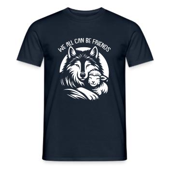 Wolf and lamb, we can all be friends - Men's T-Shirt - navy - Front - AI Model Male 178 light (178cm)