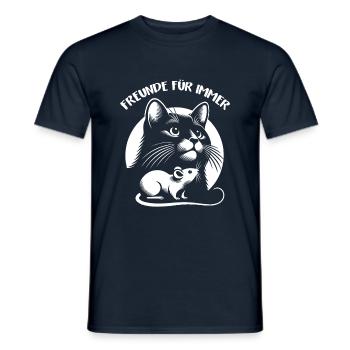 Katze und Maus in Freundschaft Frieden und Liebe - Männer T-Shirt - Navy - Vorne - AI Model Male 178 light (178cm)