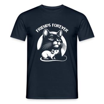 Le chat et la souris dans l’amitié, la paix et l’amour - T-shirt homme - marine - Devant - AI Model Male 178 light (178cm)