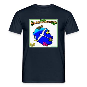 Ile de la Reunion Paille en queue - T-shirt homme - marine - Devant - AI Model Male 178 light (178cm)