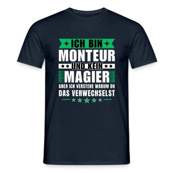 Ich bin Monteur und kein Magier - Männer T-Shirt - Navy - Vorne - AI Model Male 178 light (178cm)