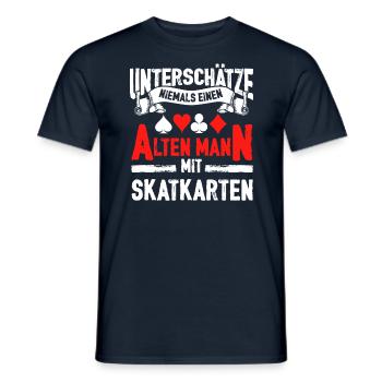 Unterschätze niemals einen alten Mann mit Skatkart - Männer T-Shirt - Navy - Vorne - AI Model Male 178 light (178cm)