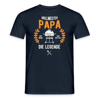 Grillmeister Papa | Grillen Grillfan BBQ Barbecue - Männer T-Shirt - Navy - Vorne - AI Model Male 178 light (178cm)