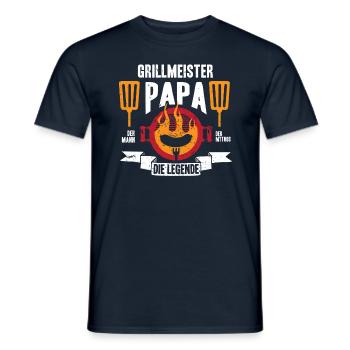 Grillmeister Papa | Grillen Grillfan BBQ Barbecue - Männer T-Shirt - Navy - Vorne - AI Model Male 178 light (178cm)