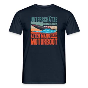 Motorboot Fan | Alter Mann | Boot lustiges Spruch - Männer T-Shirt - Navy - Vorne - AI Model Male 178 light (178cm)