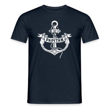 Papitän | Papa und Kapitän Retro Anker Vatertag - Männer T-Shirt - Navy - Vorne - AI Model Male 178 light (178cm)