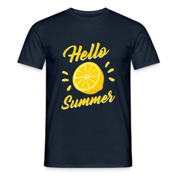 Hello Summer Sommer Zitrone Lemon Motto Geschenk - Männer T-Shirt - Navy - Vorne - AI Model Male 178 light (178cm)