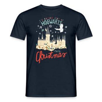 Harry Potter Je Préfère Rester à Poudlard Noël - T-shirt homme - marine - Devant - AI Model Male 178 light (178cm)