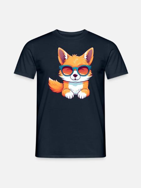 Cooler Nerd Fuchs – Entspanntes Tier-Design - Männer T-Shirt - Navy