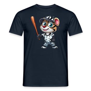 Zebra Baseballspieler Dynamisch - Männer T-Shirt - Navy - Vorne - AI Model Male 178 light (178cm)