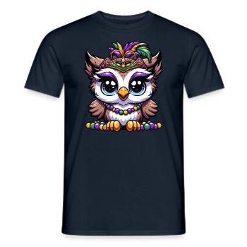Mardi Gras Eule: Perlen und Maske - Männer T-Shirt - Navy - Vorne - AI Model Male 178 light (178cm)
