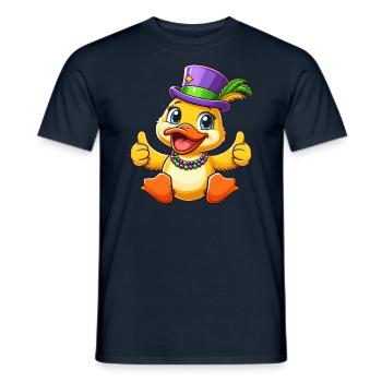 Canard de Mardi Gras : Pouces en l’air - T-shirt homme - marine - Devant - AI Model Male 178 light (178cm)