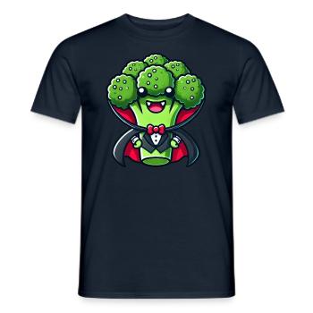 Mignon Halloween Brocoli Vampire Dessin animé - T-shirt homme - marine - Devant - AI Model Male 178 light (178cm)
