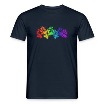 Arc en ciel patte empreintes chien amant boueux patte impression cadeau - T-shirt homme - marine - Devant - AI Model Male 178 light (178cm)