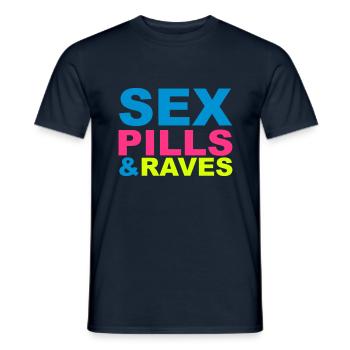 Sex Pills Raves - Männer T-Shirt - Navy - Vorne - AI Model Male 178 light (178cm)