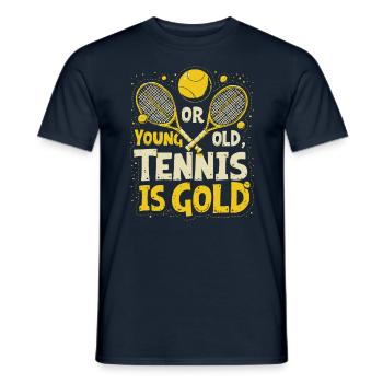 Tennis T-Shirt Young or Old Tennis is Gold - Männer T-Shirt - Navy - Vorne - AI Model Male 178 light (178cm)