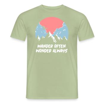wander often - wonder always - Männer T-Shirt - Sage - Vorne - AI Model Male 178 light (178cm)