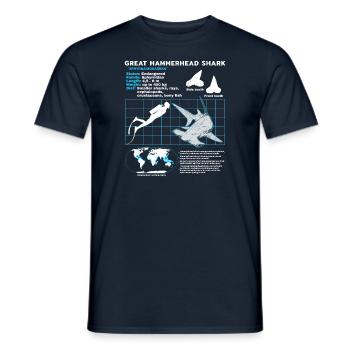 Hammerhead Shark Datasheet - Men's T-Shirt - navy - Front - AI Model Male 178 light (178cm)