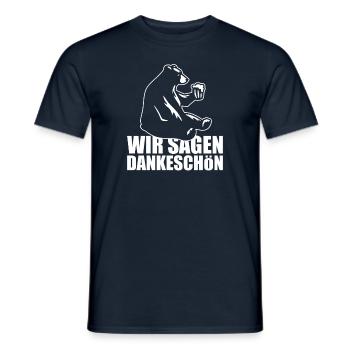 Dankeschön, Bär, Bier, Spruch, Cartoon, Lustig - Männer T-Shirt - Navy - Vorne - AI Model Male 178 light (178cm)