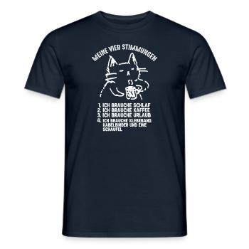 Lustige Katze Stimmung Kaffee Büro Geschenk Fun - Männer T-Shirt - Navy - Vorne - AI Model Male 178 light (178cm)