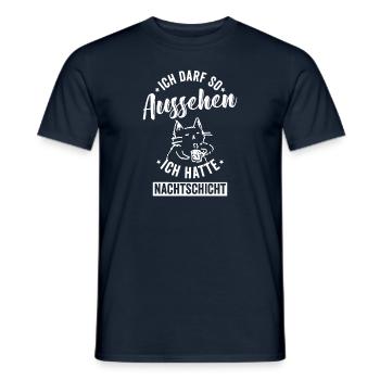 Nachtschicht, Schichtdienst, Nachtdienst, Funshirt - Männer T-Shirt - Navy - Vorne - AI Model Male 178 light (178cm)